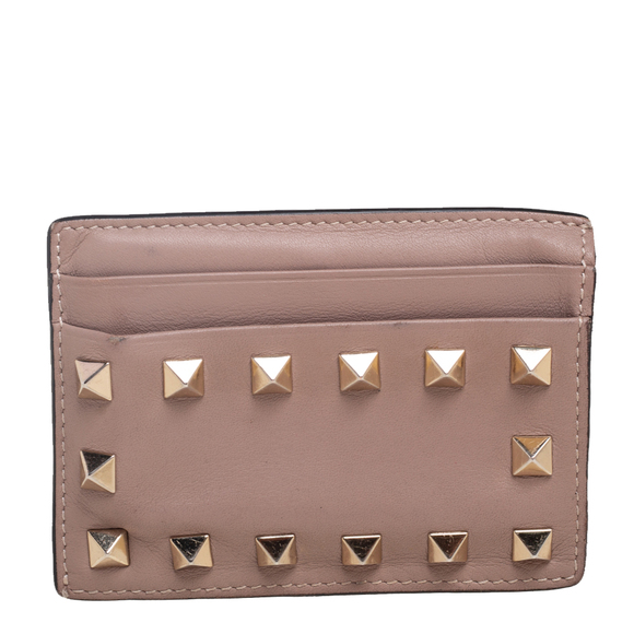 Valentino Handbags - VALENTINO Dusty Pink Leather Rockstud Card Holder